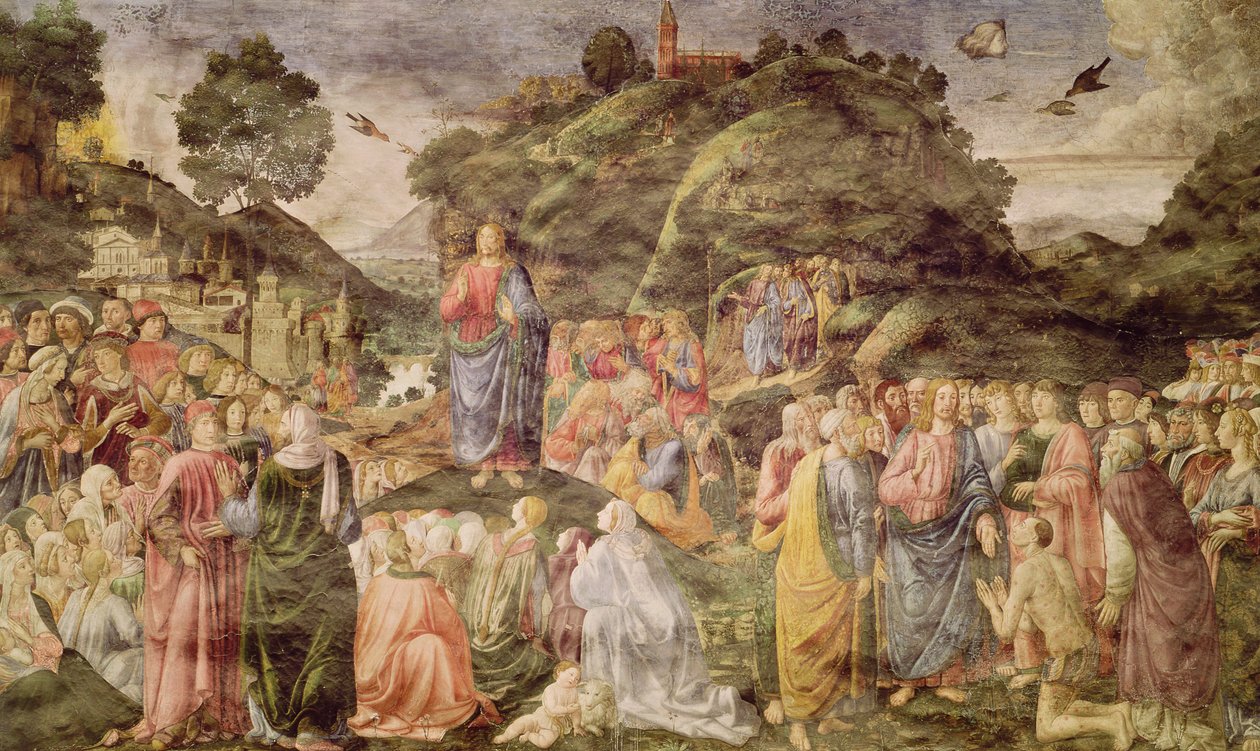 Bjergprædikenen, fra Det Sixtinske Kapel, ca. 1481-83 af Cosimo Rosselli