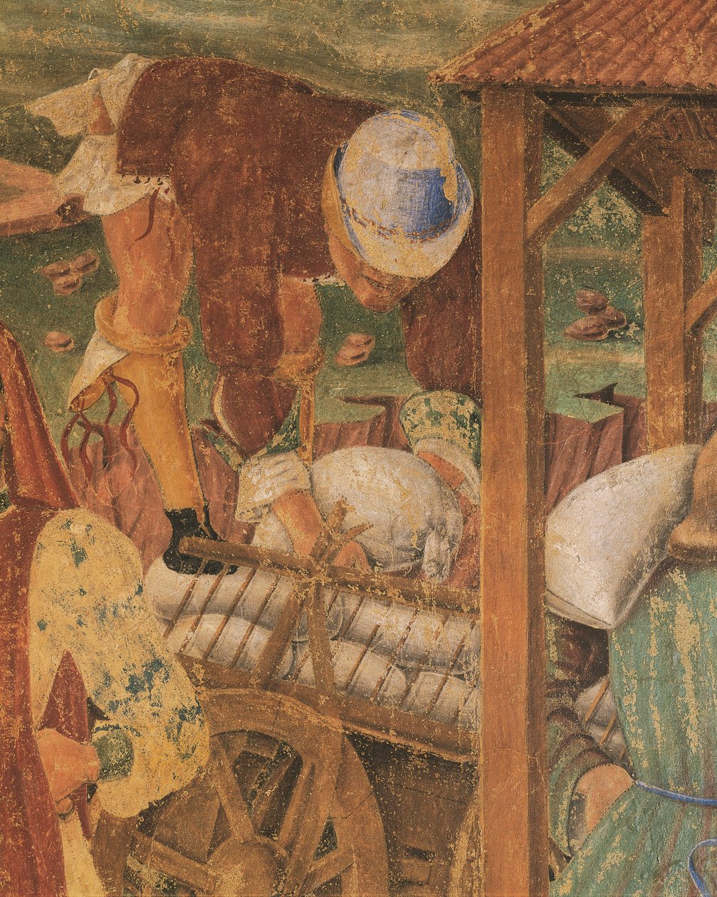 Købmand på arbejde, detaljer fra Triumph of Ceres, scene fra august måned, tilskrevet Cosimo Tura af Cosimo (attr. to) Tura