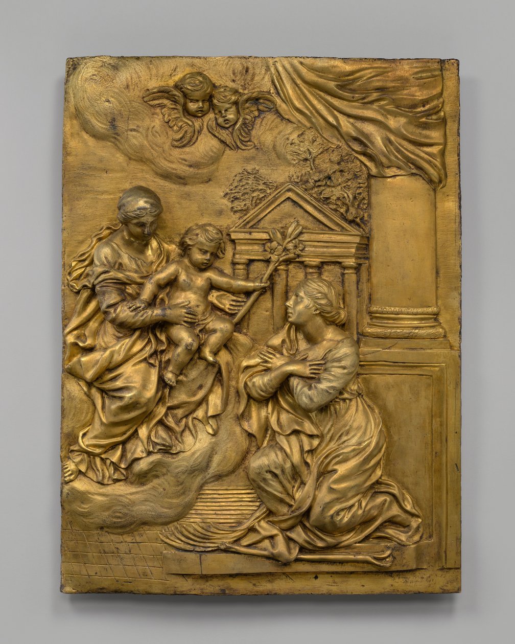 Jomfruen og barnet viser sig for Saint Martina, ca. 1650. af Cosimo Fancelli
