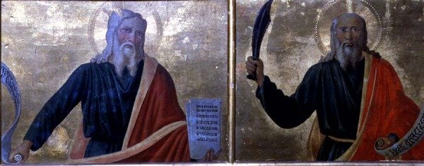 Moses og Abraham (tempera på panel) af Cosimo Rosselli