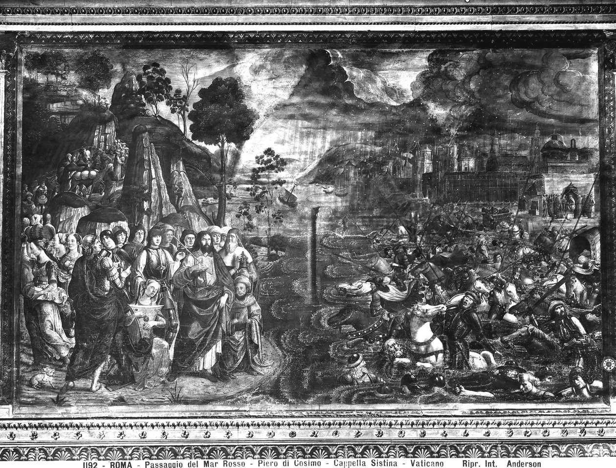Krydsningen af Det Røde Hav, fra Det Sixtinske Kapel af Cosimo Rosselli
