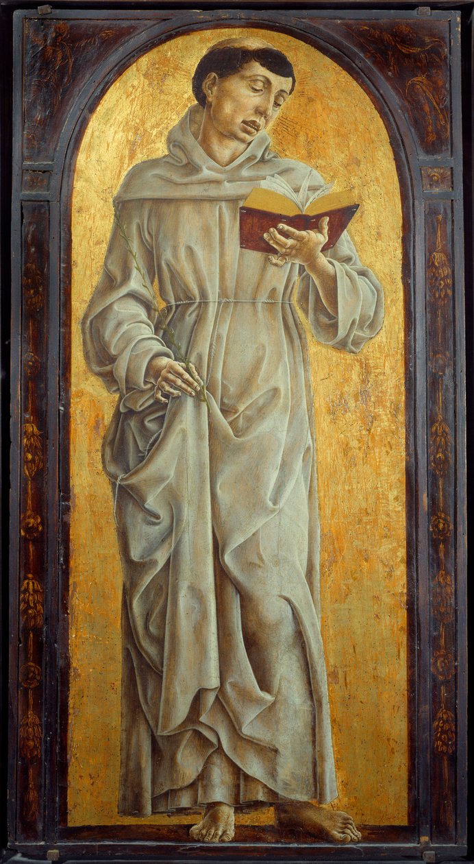 Sankt Antonius af Padova læser (san antonio di padova) Træmaleri af Cosme Tura (1430-1495) Søn. 0,71x0,31 m af Cosimo Tura