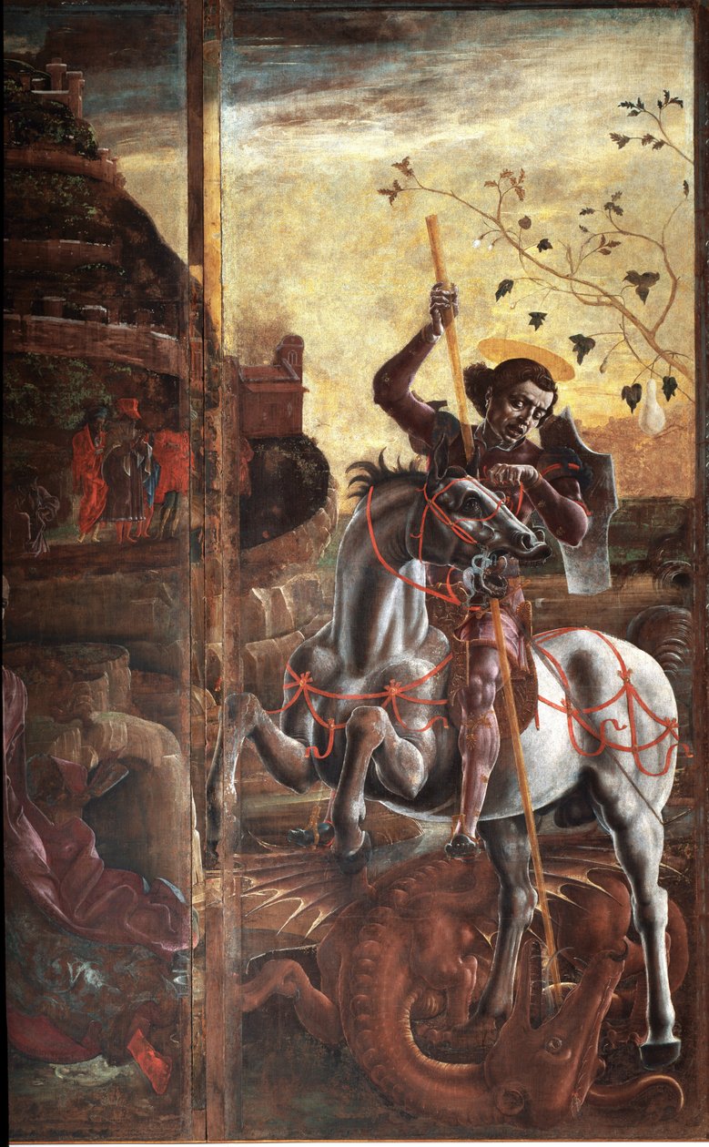 St George og dragen. Detalje - olie på lærred af Cosimo Tura