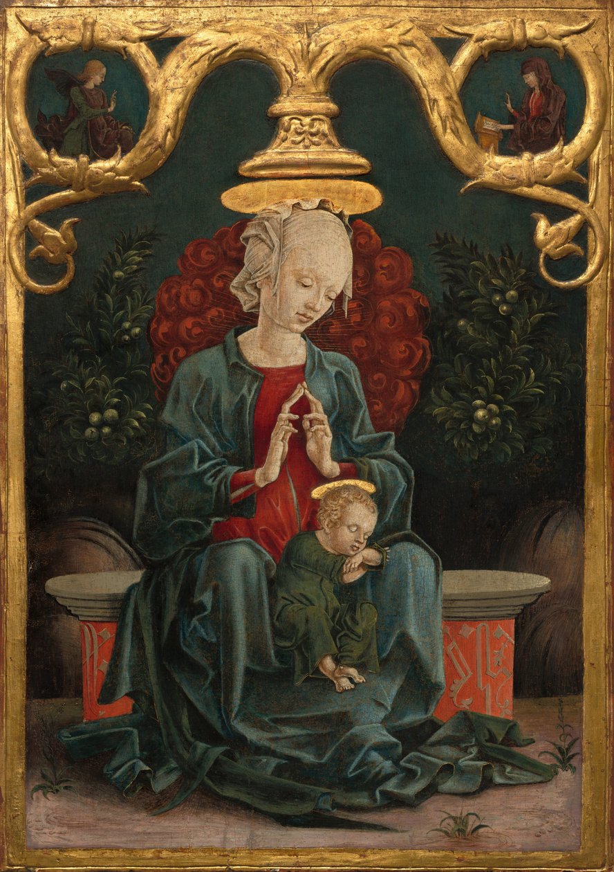 Madonna og barn i en have, ca. 14601470. af Cosmè Tura