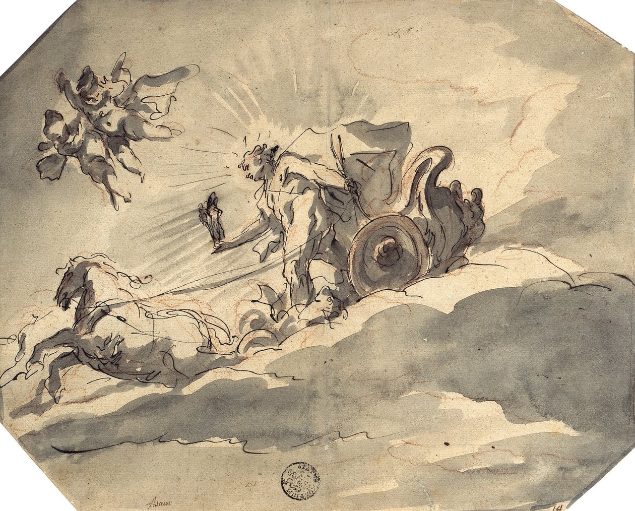 Apollo i sin vogn af Cosmas Damian Asam