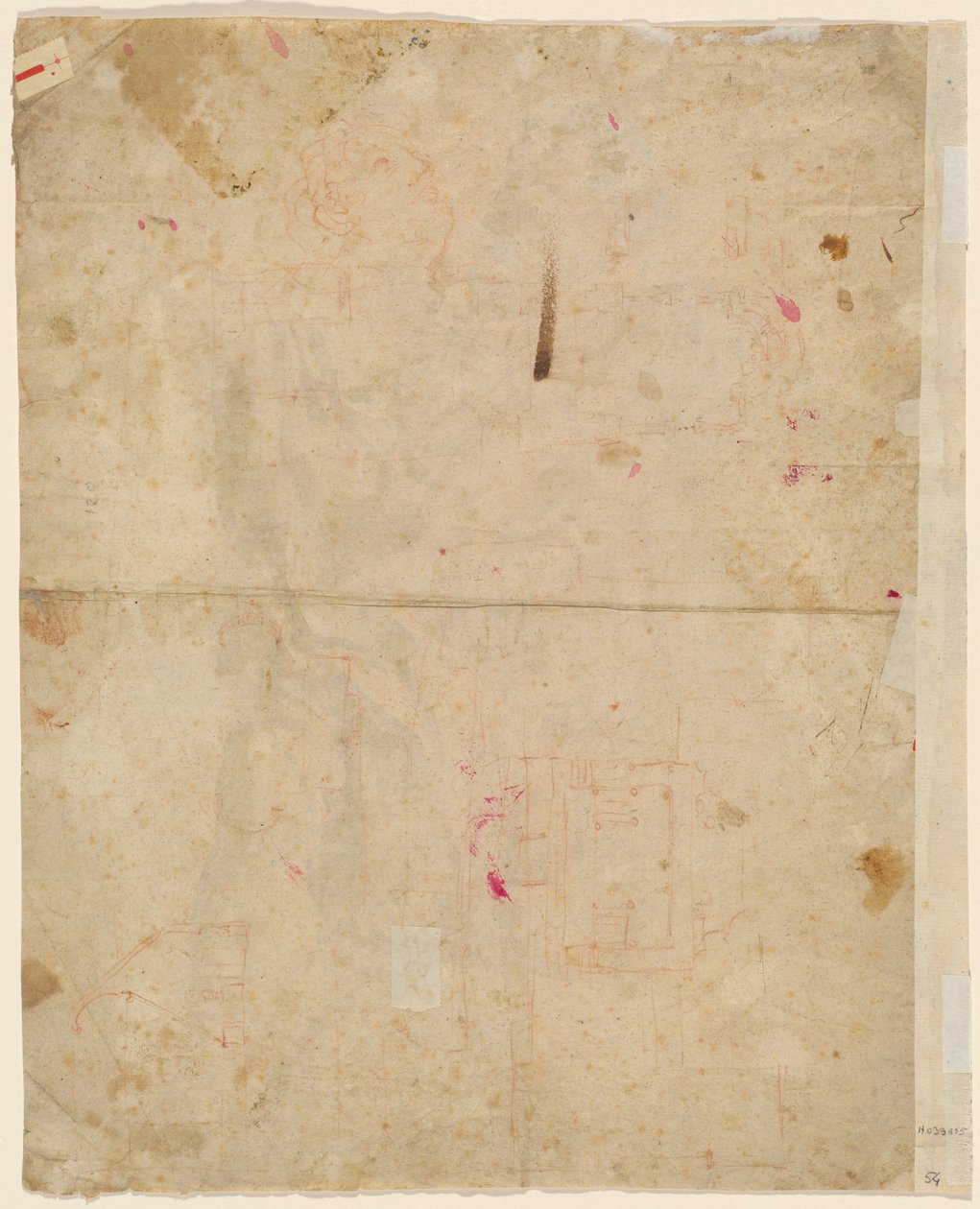 Lederen af Saint George og arkitektoniske planer (verso) af Cosmas Damian Asam