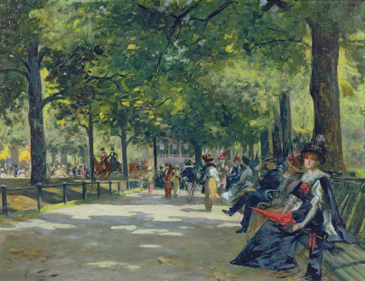 Hyde Park, London (olie på lærred) af Count Girolamo Pieri Nerli