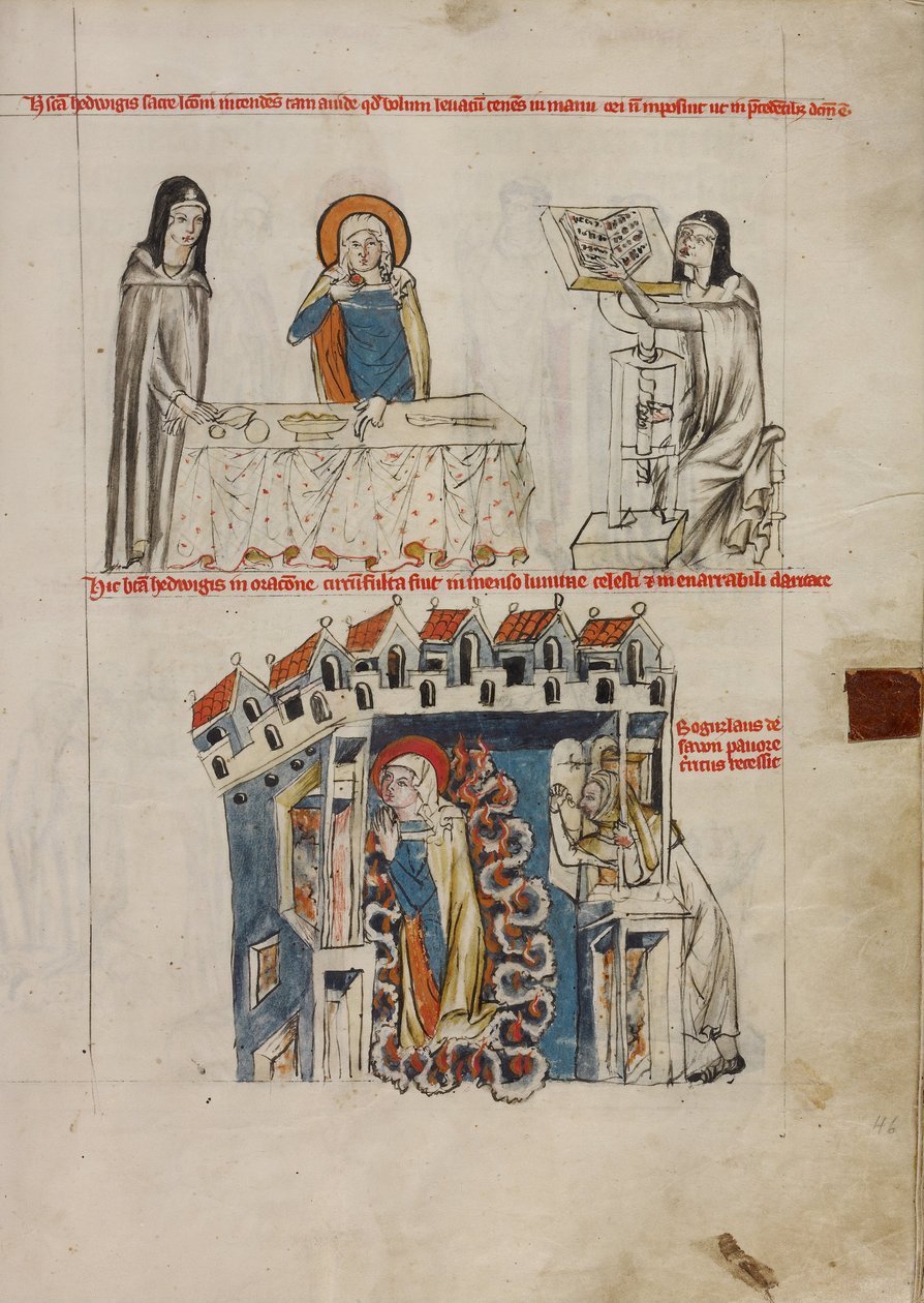 Hedwig Lytter til en læsning; Hedwig beder af Court workshop of Duke Ludwig I of Liegnitz and Brieg