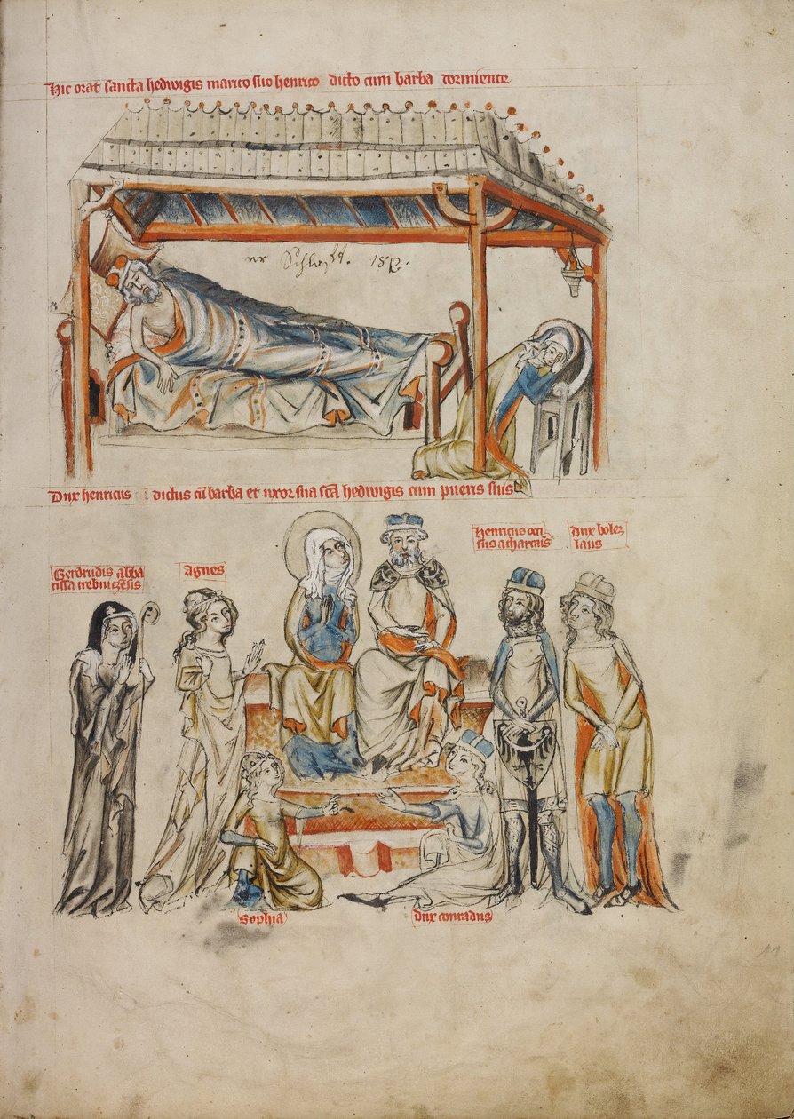 Heinrich Sover og Hedwig beder; Heinrich og Hedwig med deres børn af Court workshop of Duke Ludwig I of Liegnitz and Brieg