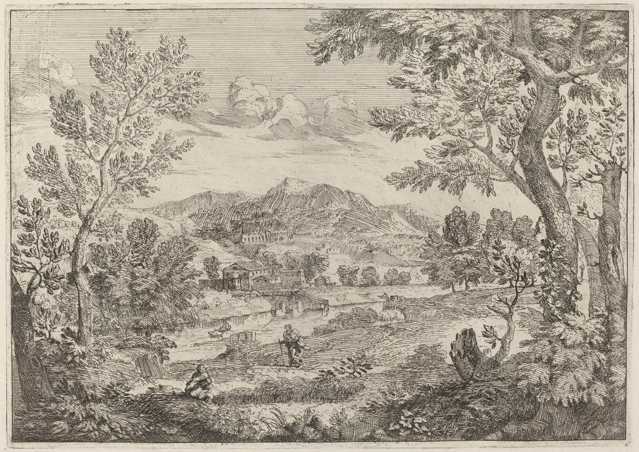 Huse ved siden af et bjerg af Crescenzio Onofri