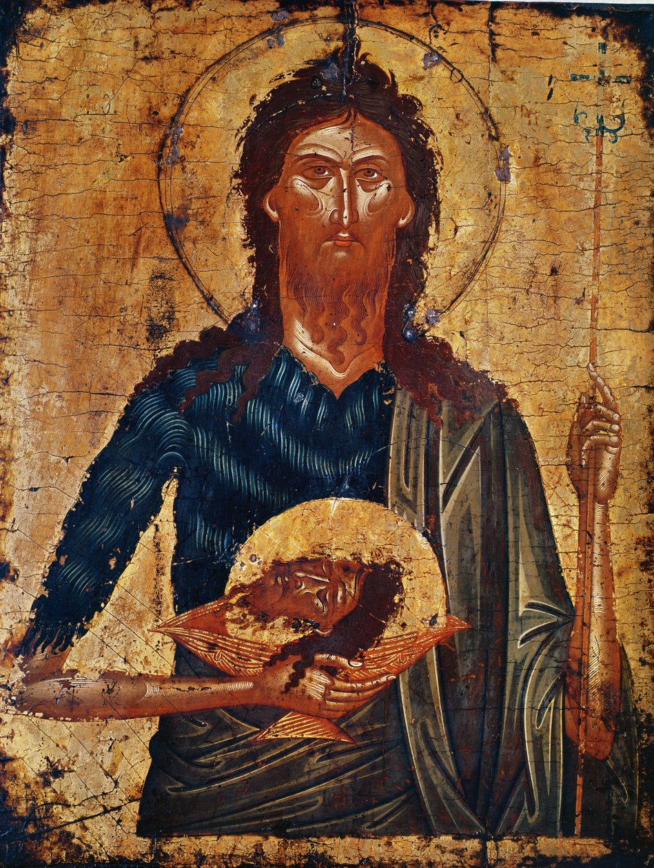 Ikon for St. John the Forerunner (tempera på panel) af Cretan School