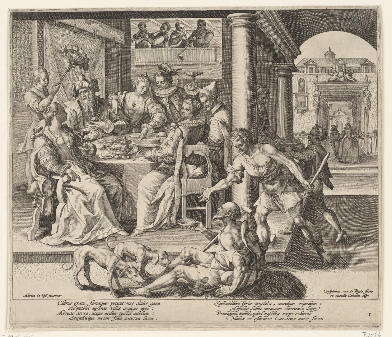Lazarus i den rige mands hjem af Crispijn van de Passe the Elder