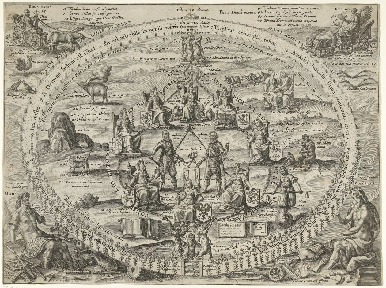 Allegori om solidariteten inden for republikken under våbenhvilen, 1609 Victoriae Premium (titel på objekt) af Crispijn van de Passe (I)