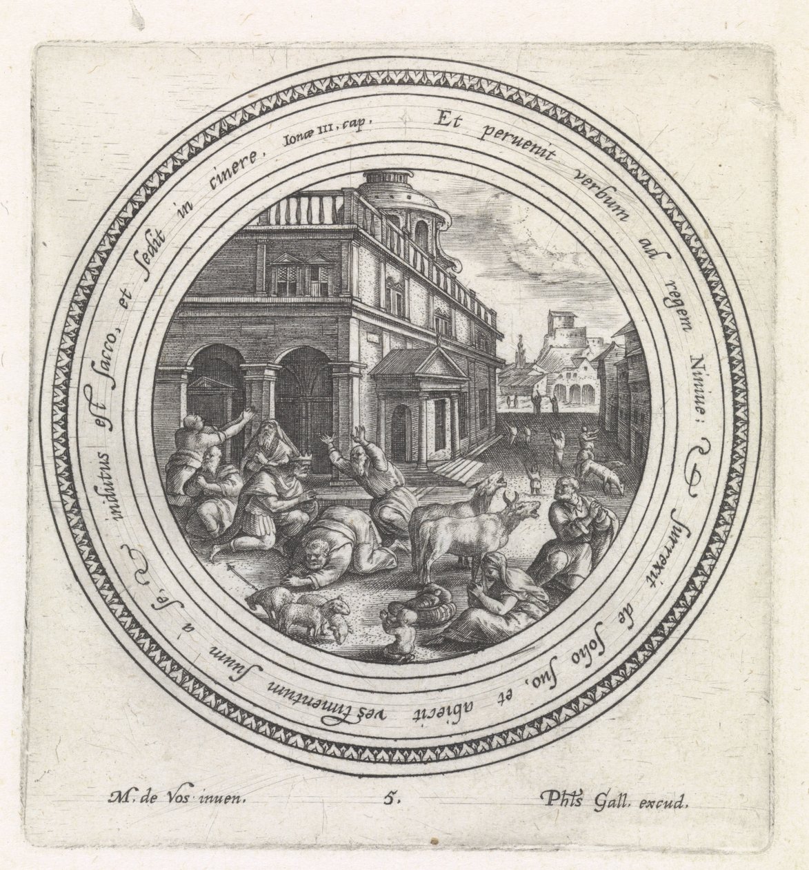 Kongen af ​​Nineve gør bod History of Jonas (serietitel) af Crispijn van de Passe (I)