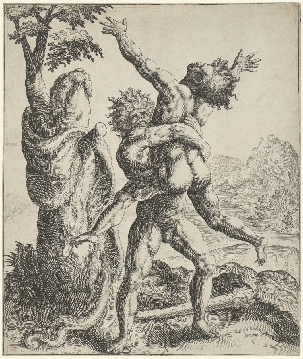 Hercules kæmper med Antaeus af Crispijn van de Passe (I)
