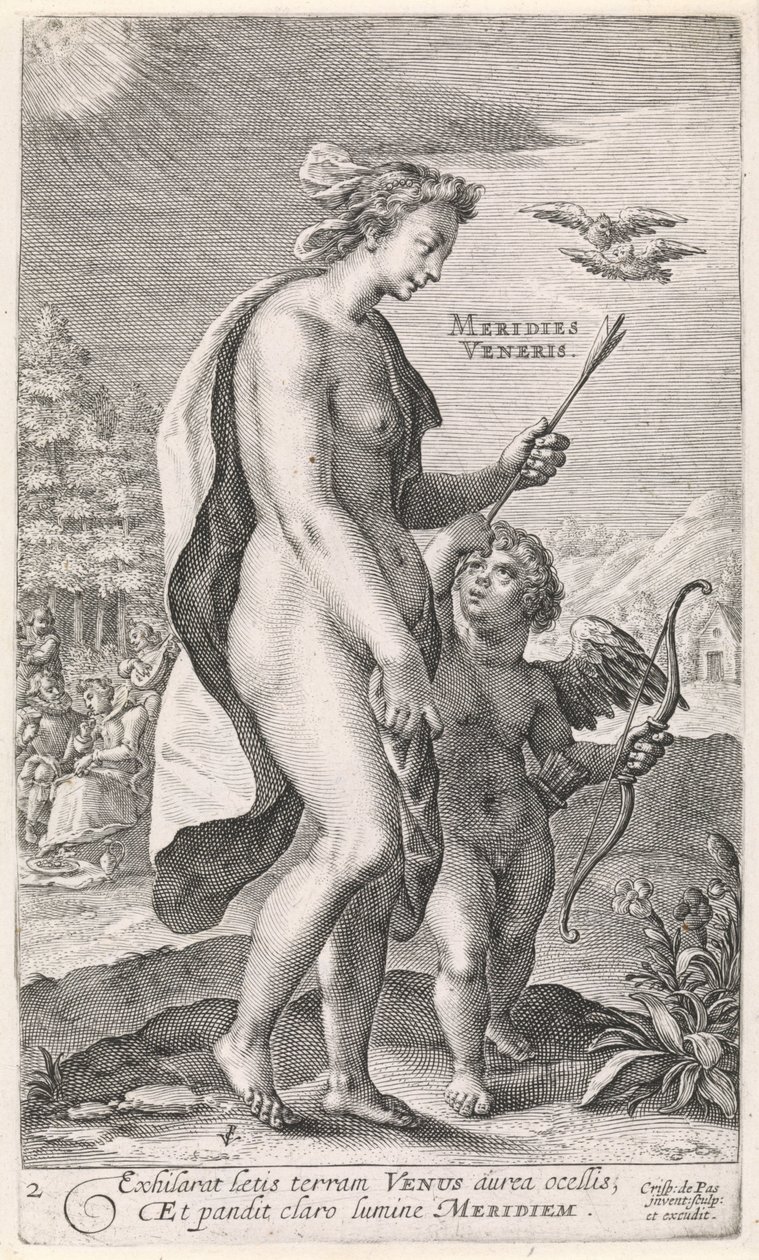 Eftermiddag Meridies Veneris (titel på objekt) De fire gange på dagen (serietitel) af Crispijn van de Passe (I)