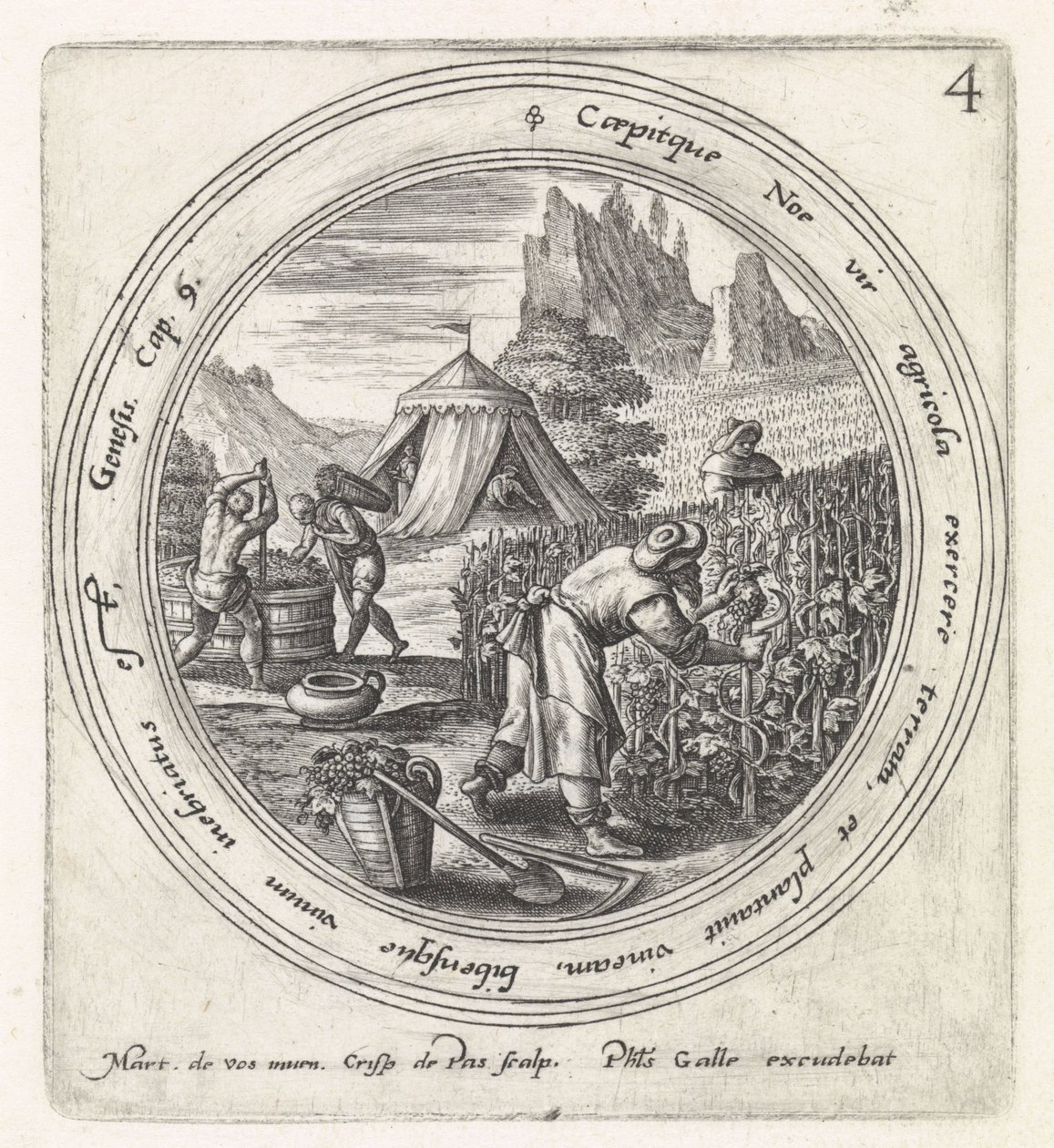Noah planter en vingård History of Noah (serietitel) af Crispijn van de Passe (I)