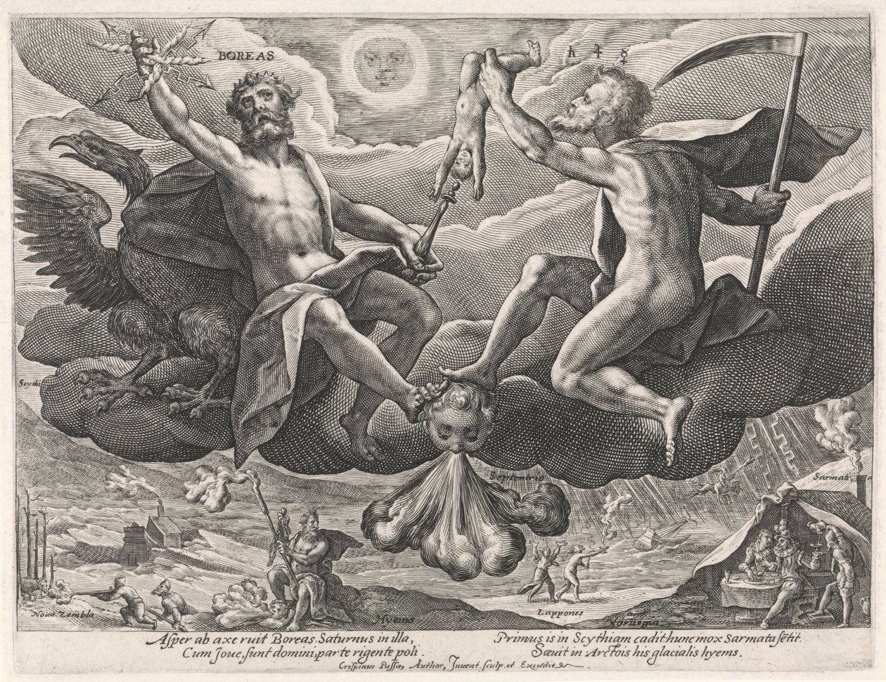 nordenvind Boreas (titel på objekt) De fire vinde (serietitel) af Crispijn van de Passe (I)