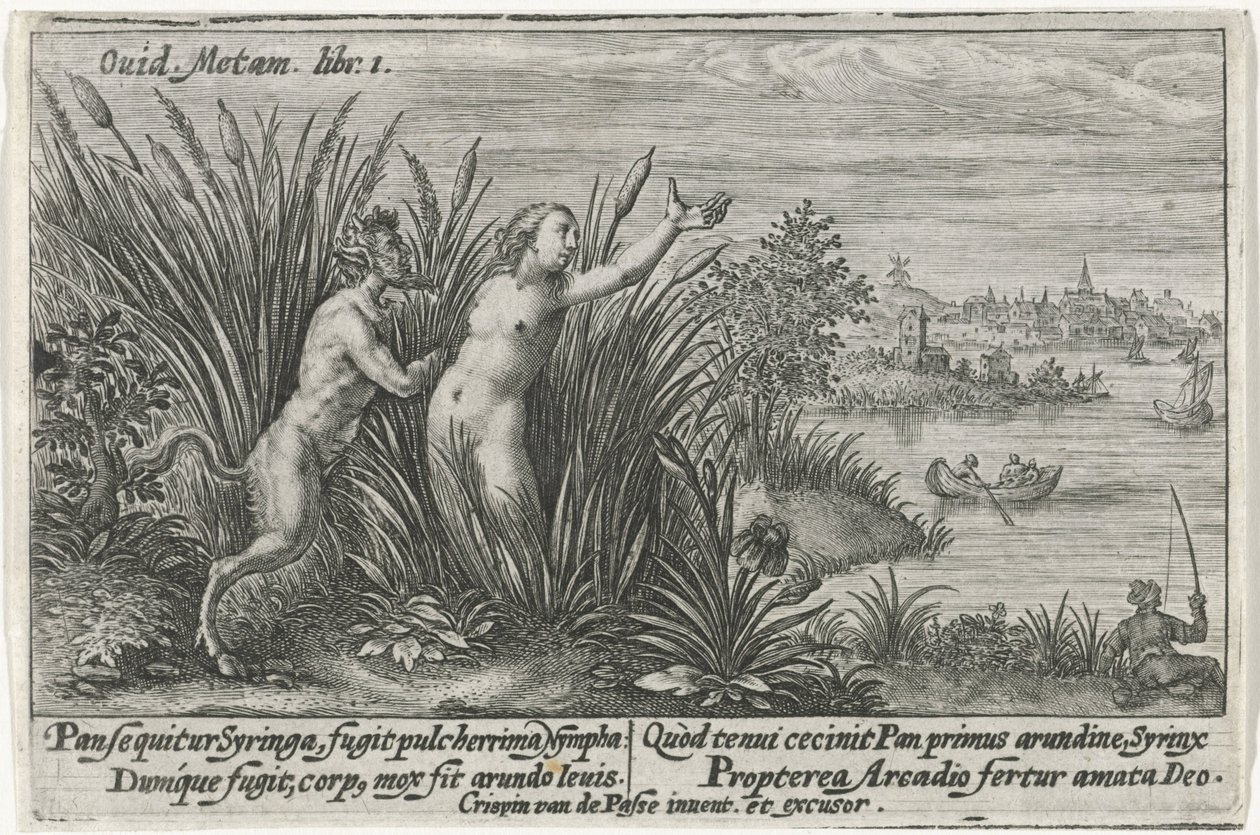 Pan en Syrigs Transfigured Van Ovid (serietitel) af Crispijn van de Passe (I)