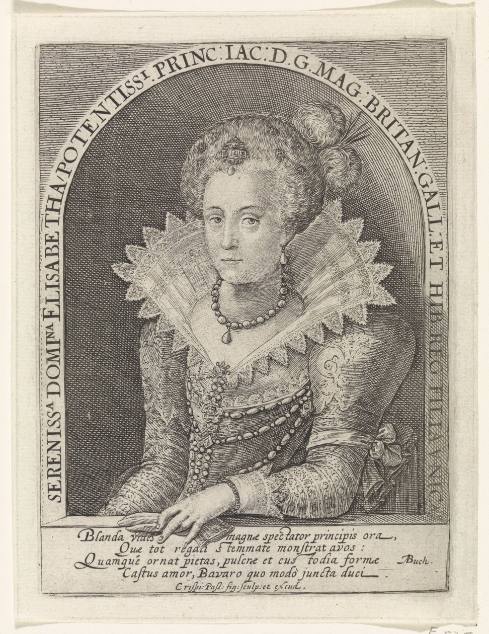 Portræt af Elisabeth Stuart, dronning af Bøhmen af Crispijn van de Passe (I)