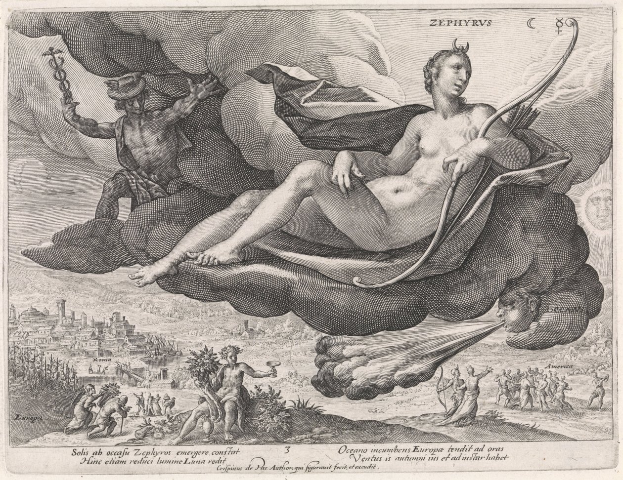 vestenvind Zephyr Vs (titel på objekt) De fire vinde (serietitel) af Crispijn van de Passe (I)
