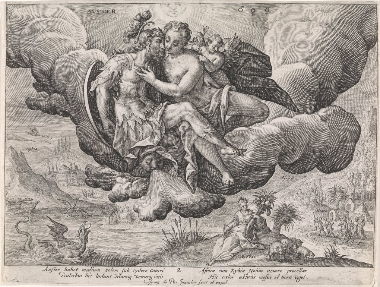 sydenvind Avster (titel på objekt) De fire vinde (serietitel) af Crispijn van de Passe (I)