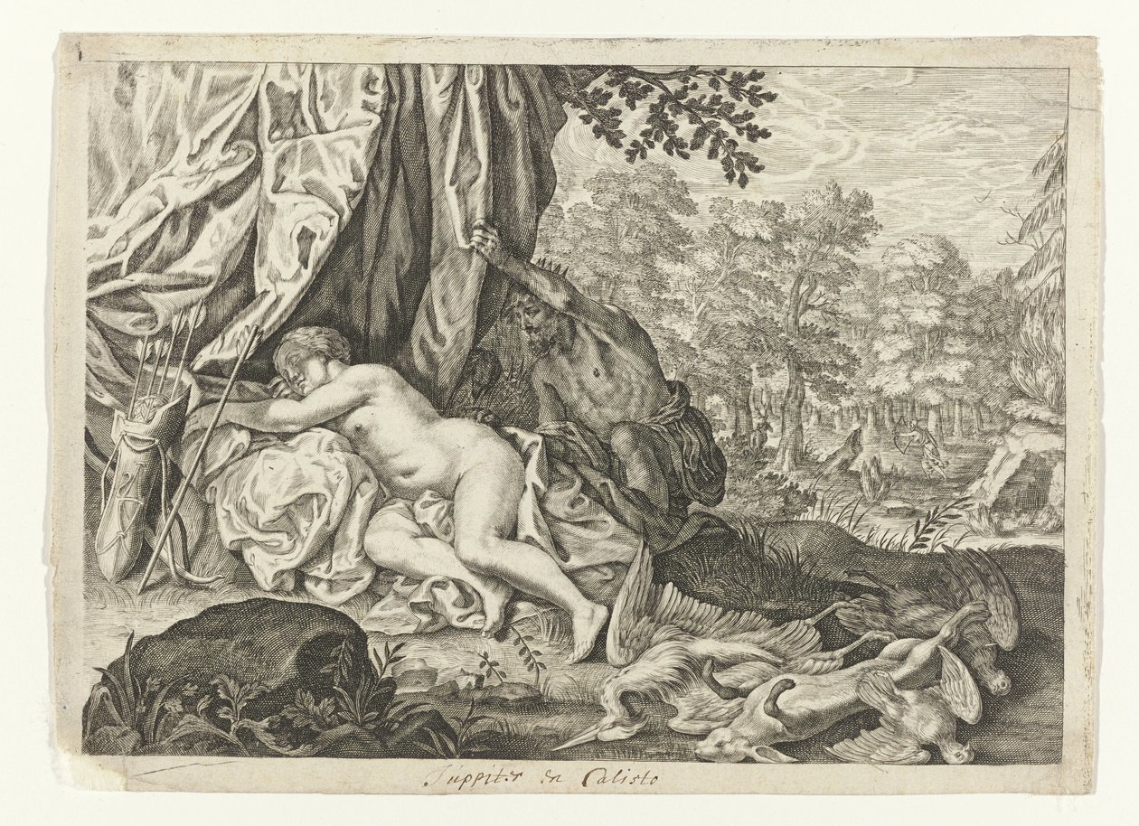 Jupiter og Callisto Metamorfosen van Ovidius (serietitel) af Crispijn van de Passe (II) (attributed to)