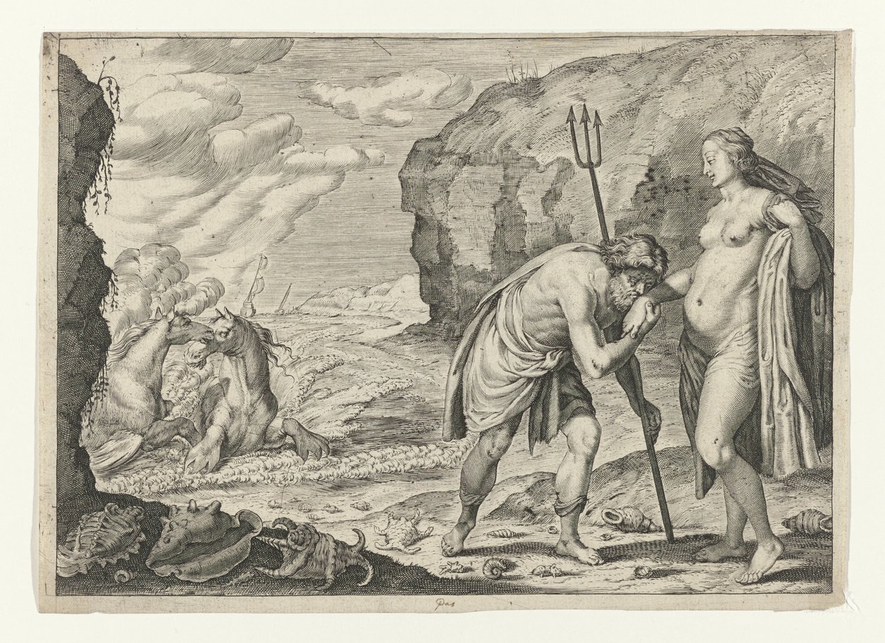 Neptun i Caen Metamorfosen van Ovidius (serietitel) af Crispijn van de Passe (II) (attributed to)