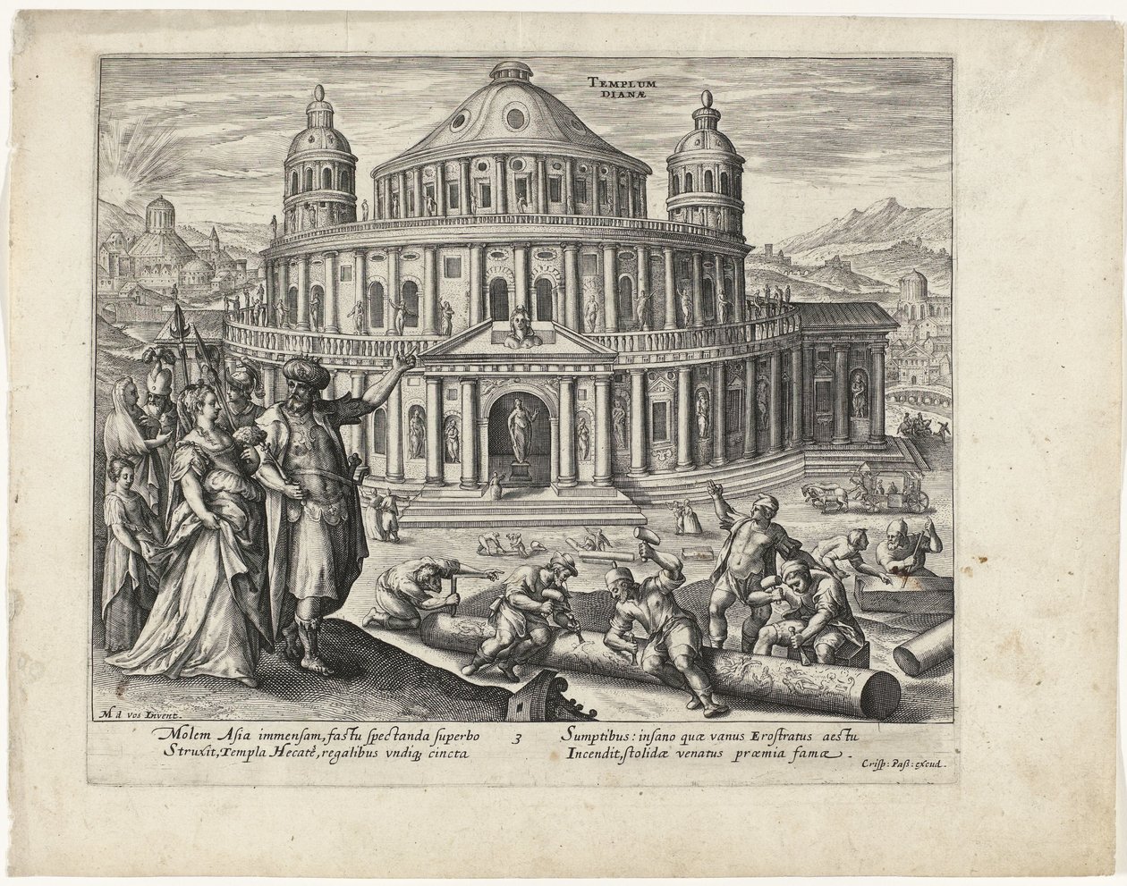 Dianas tempel i Efesos Verdens syv vidundere (serietitel) af Crispijn van de Passe (II) (attributed to)