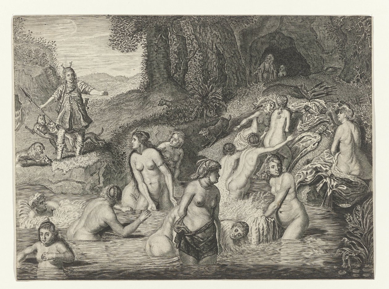 Diana forvandler Actaeon til en hjort Metamorphoses of Ovid (serietitel) af Crispijn van de Passe (II)