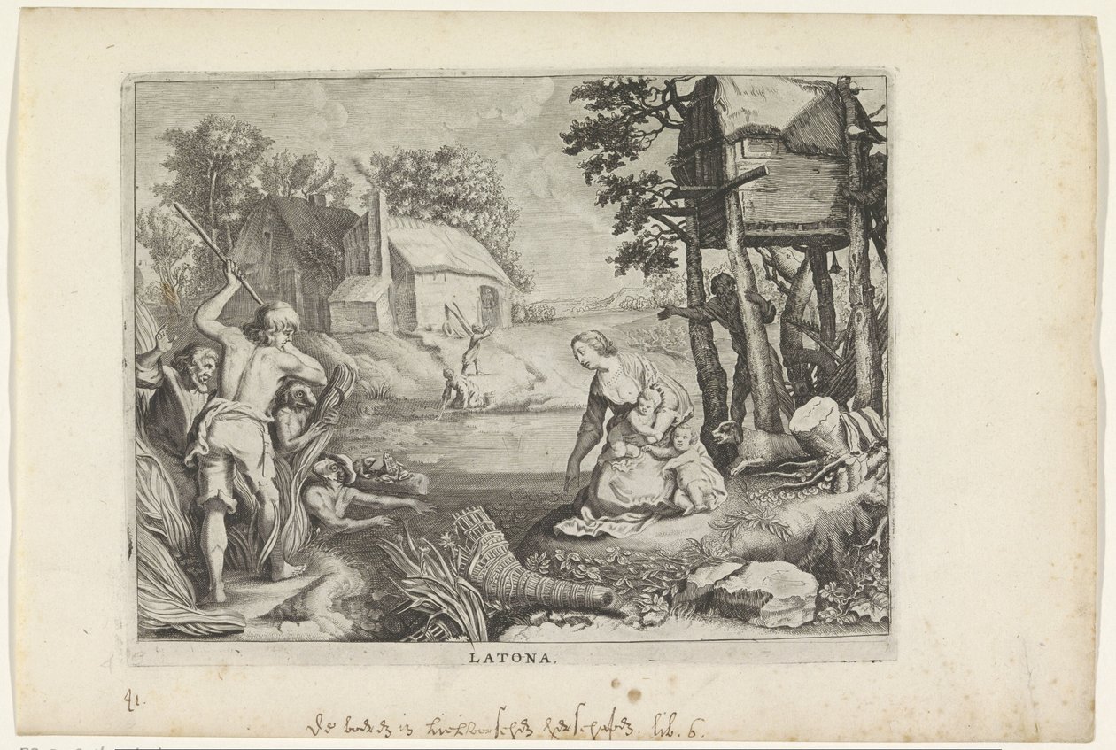 Leto (Latona) forvandler lykianerne til frøer Metamorphoses of Ovid (serietitel) af Crispijn van de Passe (II)