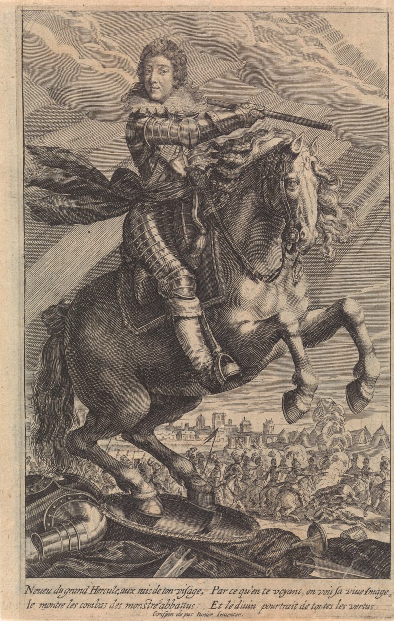 Portræt af Ludvig XIII, til hest af Crispijn van de Passe (II)