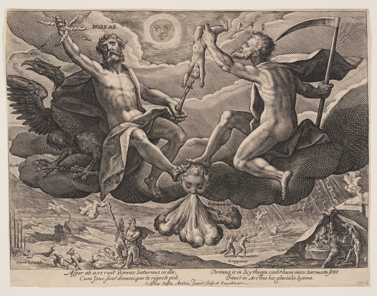 Boreas, fra Vindene af Crispijn van de Passe I