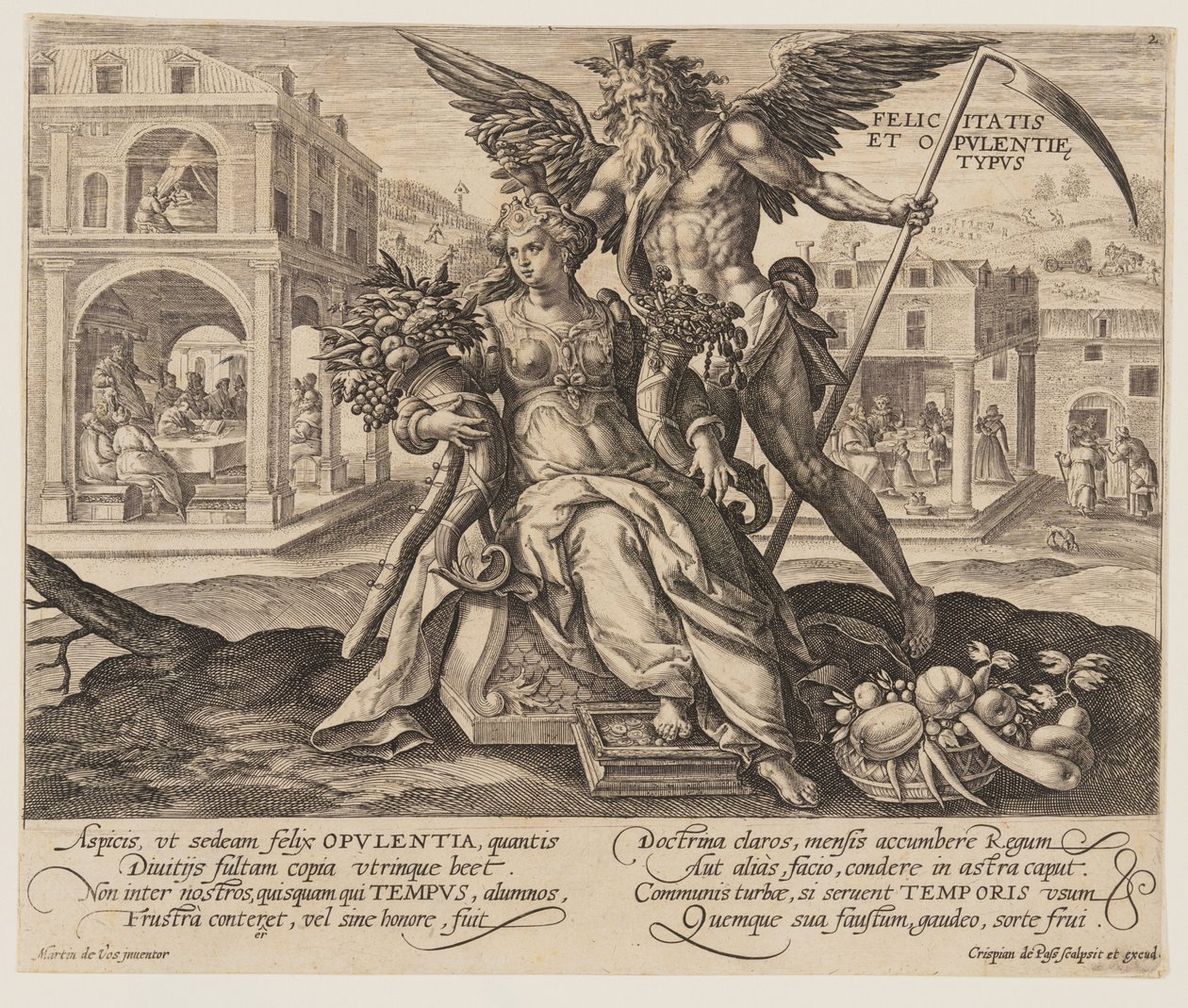 Felicitas et Opulentie Typus, fra Tid med dyder og laster af Crispijn van de Passe I