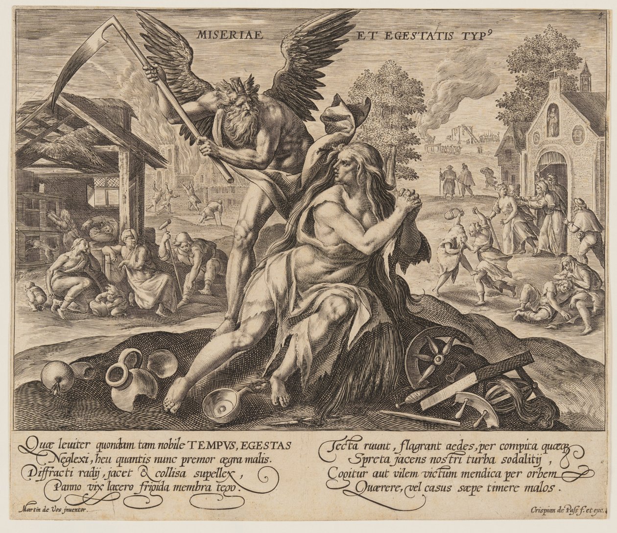 Miseriae est Egestatis Typus, fra Tid med dyder og laster af Crispijn van de Passe I