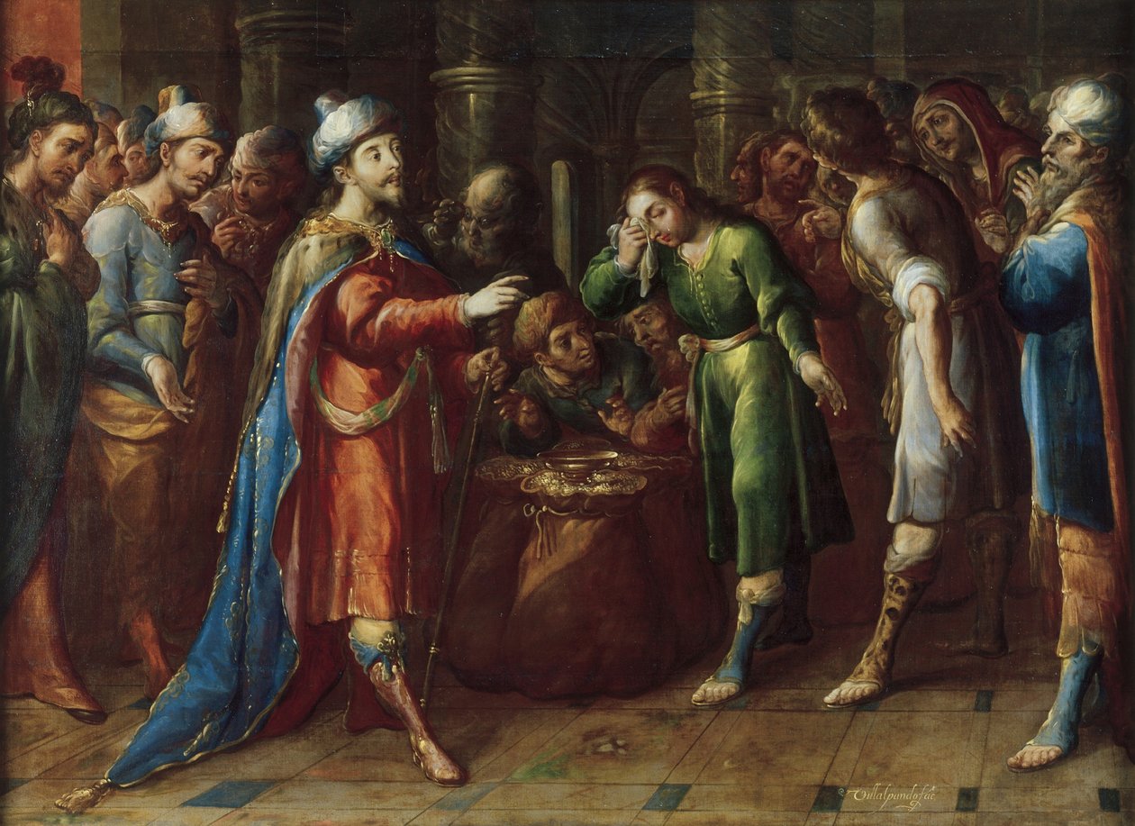 Josef gør krav på Benjamin som sin slave af Cristobal de Villalpando