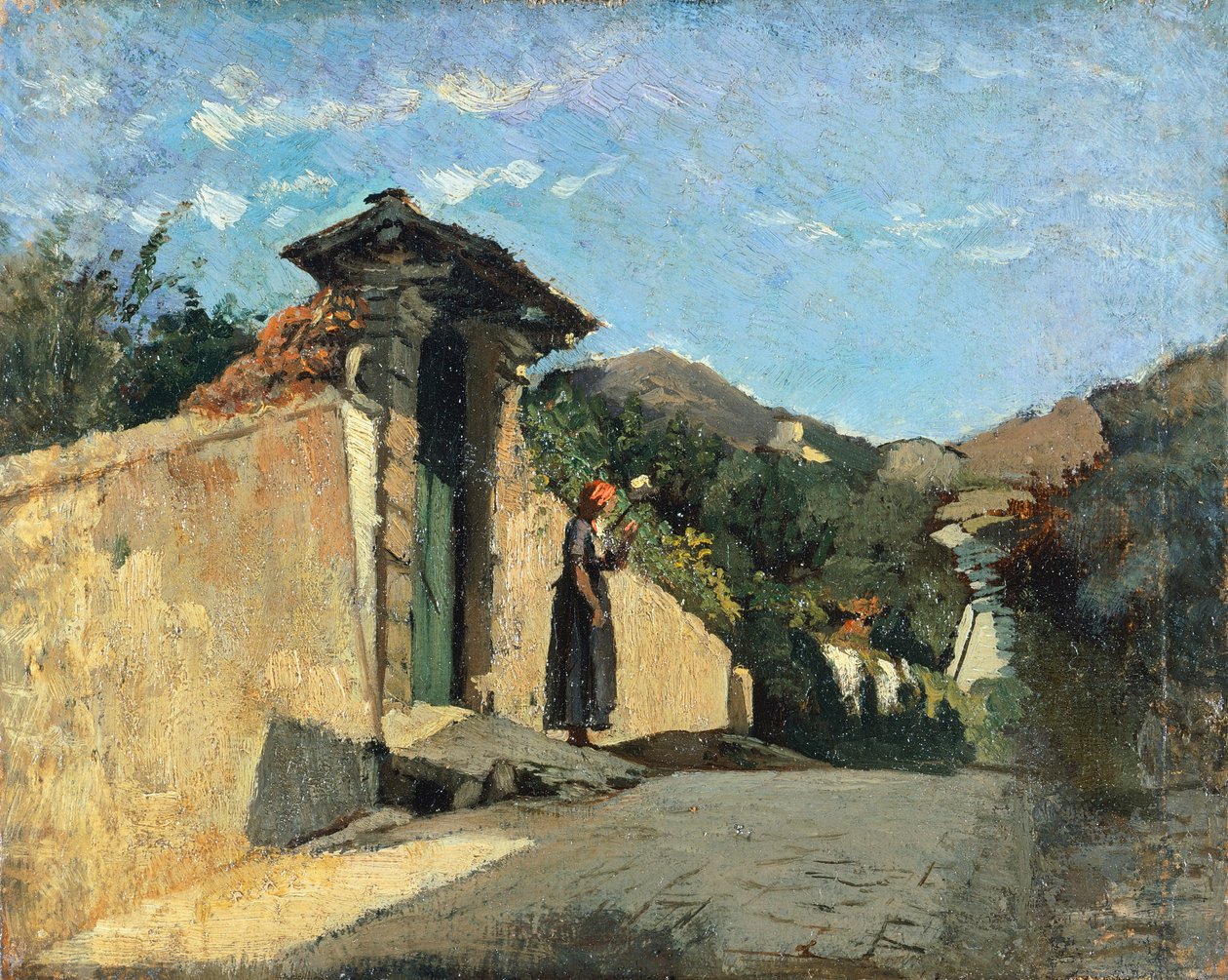 Studie af landskab, ca 1861, af Cristiano Banti (1824-1904), olie på lærred om bord af Cristiano Banti