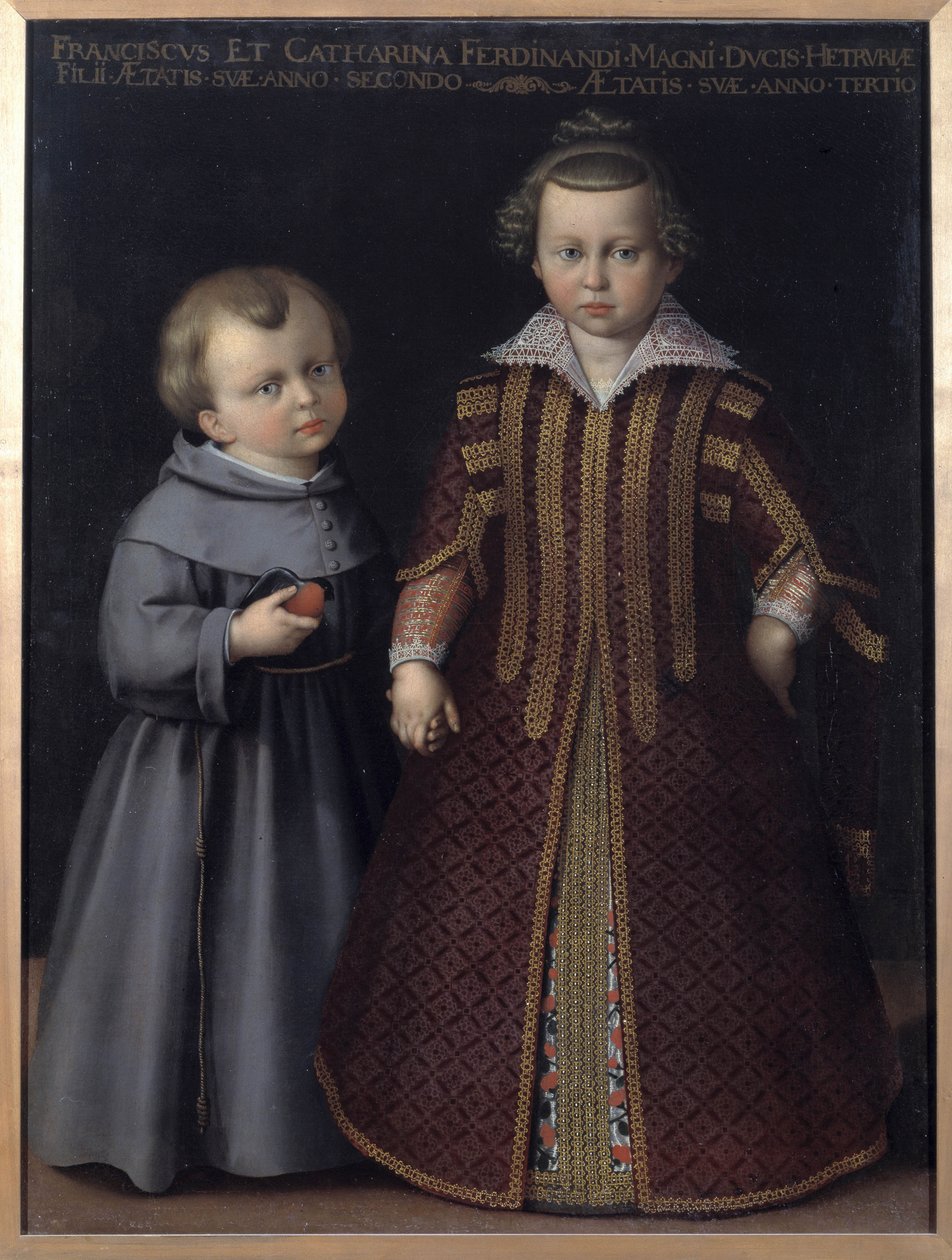 Portræt af Francis og Catherine de Medicis (Francesco et Caterina de Medici), børn af Ferdinand (olie på lærred) af Cristofano Allori