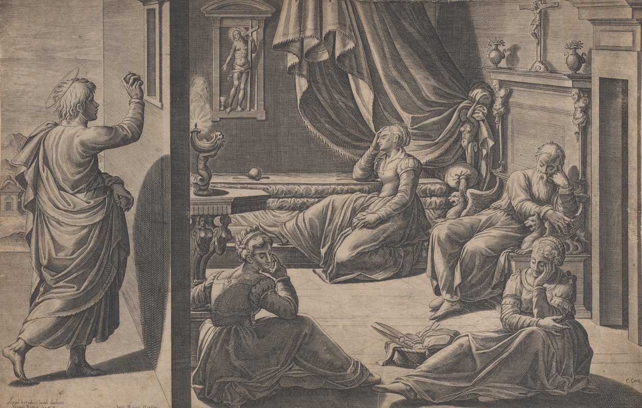 Sankt Nikolaus af Bari og de tre fattige piger, 1587. af Cristofano Cartaro