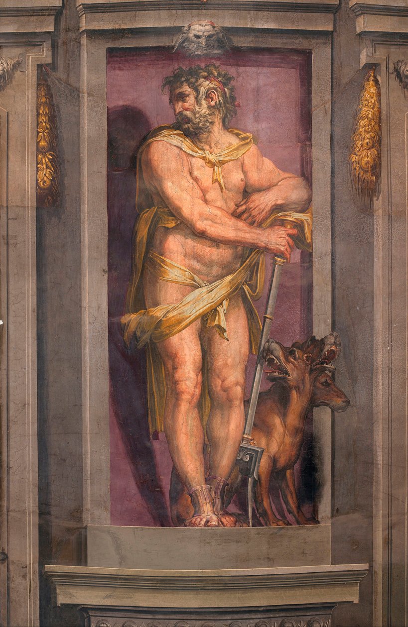 "" Pluton "" (Pluto) Fresque de Cristofano Gherardi (1508-1556) - 1556-1557 Dim 250x100 cm Palazzo Vecchio, Firenze af Cristofano Gherardi