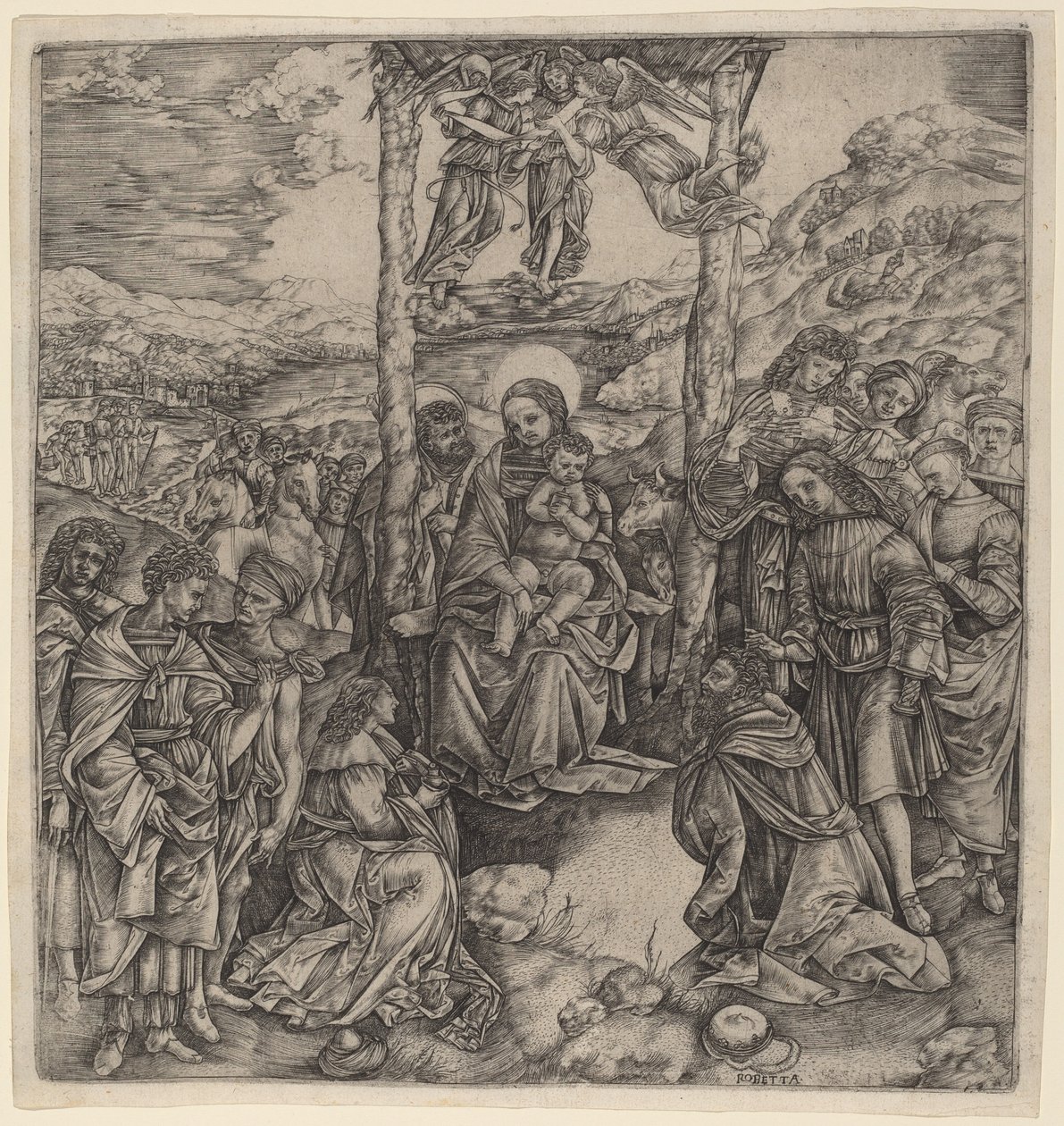 Magiernes tilbedelse af Cristofano Robetta