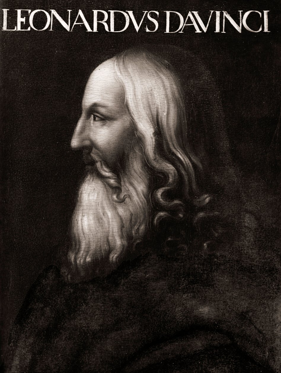 Portræt af Leonard da Vinci (Leonardo da Vinci) (1452 - 1519) - Anonymt maleri - Uffizi-museet i Firenze af Cristofano dell
