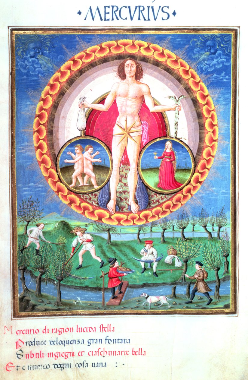 Fru Lat. 209 Planeten Merkur, med stjernetegnene Tvillingerne og Jomfruen, fra 