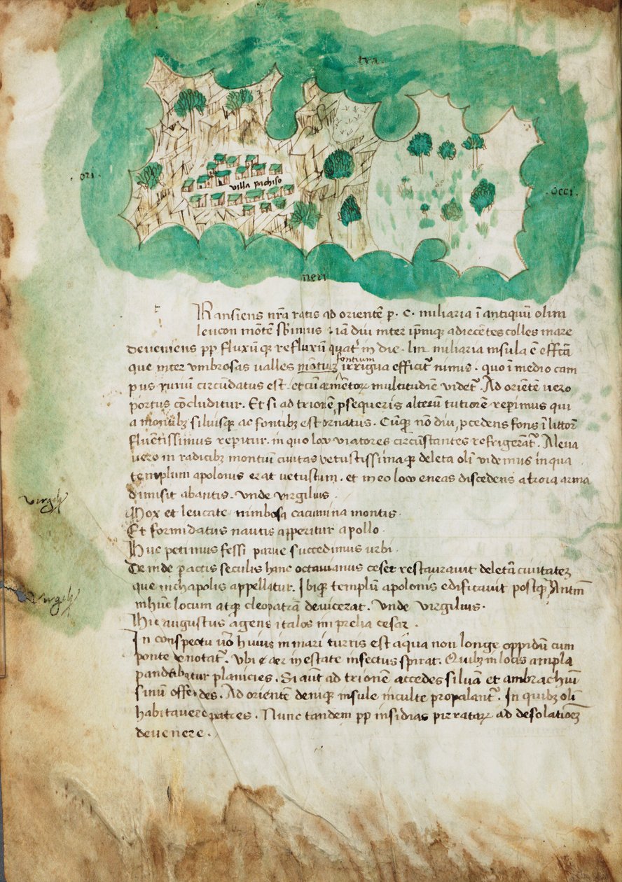 Kort over Paxos, ca. 1420 (pergament) af Cristoforo Buondelmonti