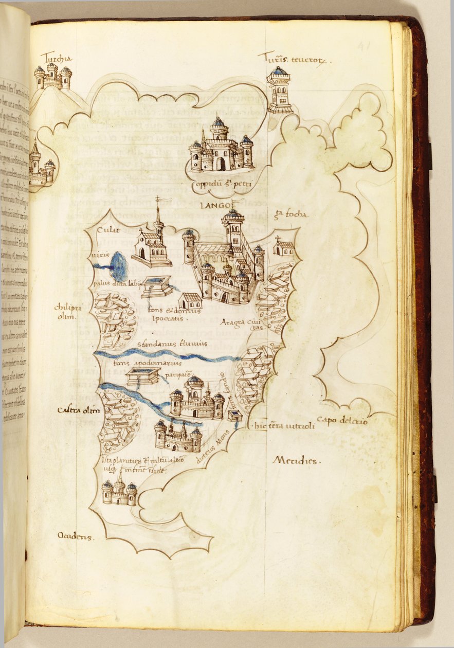 Map, illustration from "The Liber Insularum Archipelagi" dani af Cristoforo Buondelmonti