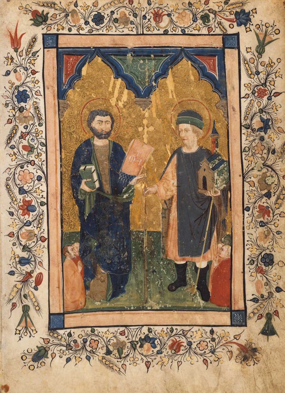 Sankt Markus evangelisten og Sankt Sinibaldus æret af medlemmer af en lægmand..., ca. 1425-34. af Cristoforo Cortese