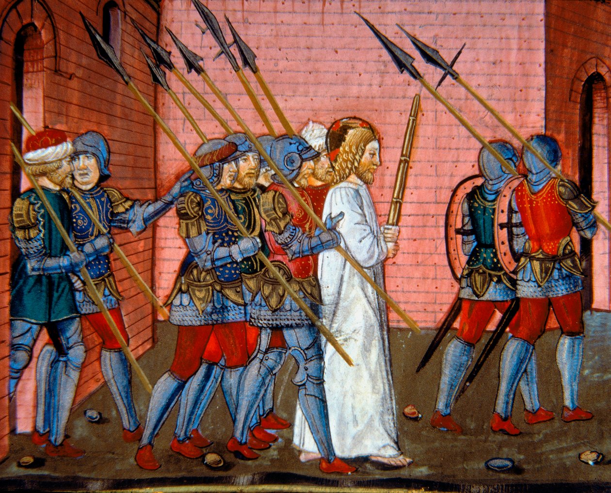 Belysning, der skildrer Kristus, der bringes igen til Pilatus, Codex De Predis (c.112v) af Cristoforo De Predis