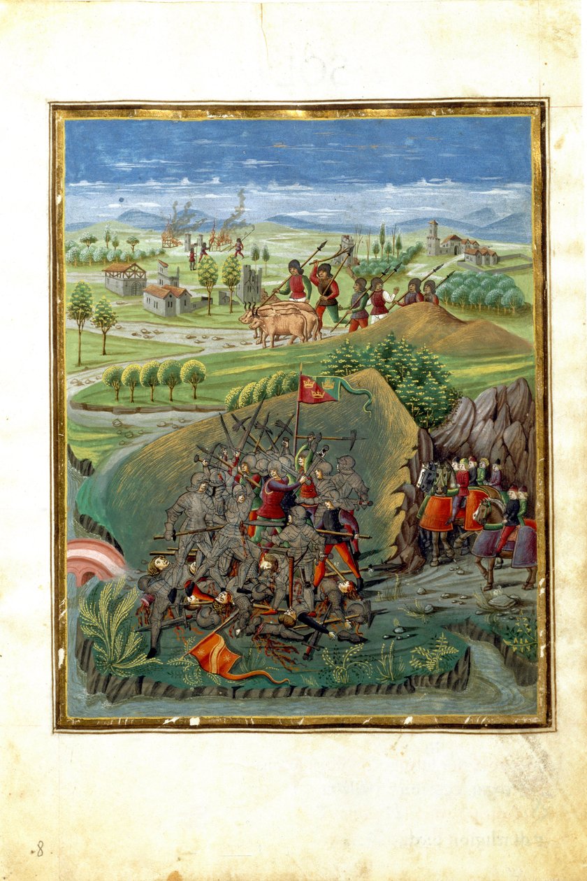 Indflydelse af planeten March: krigsscene (miniature, ca. 1470) af Cristoforo De Predis