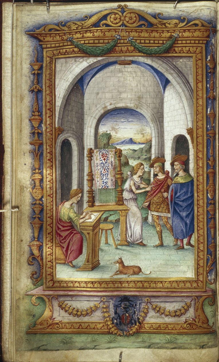 Penelope skrift, Telemachus og Laertes Illustration til The Heroides af Ovid, 1485-1499 af Cristoforo Majorana