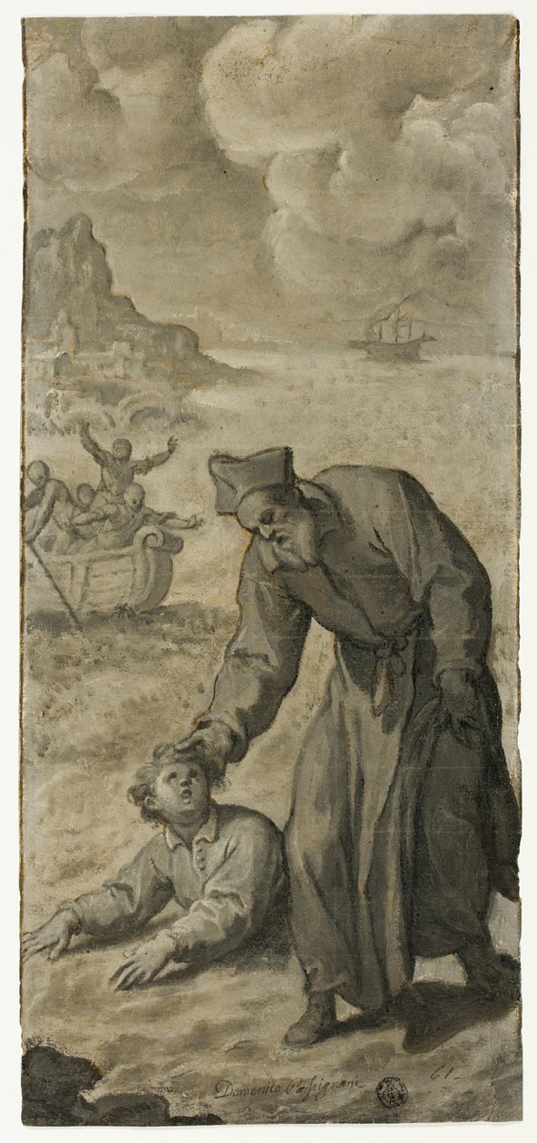 Undersøgelse for Saint Philip Neri Redning af en druknende ungdom af Cristoforo Roncalli